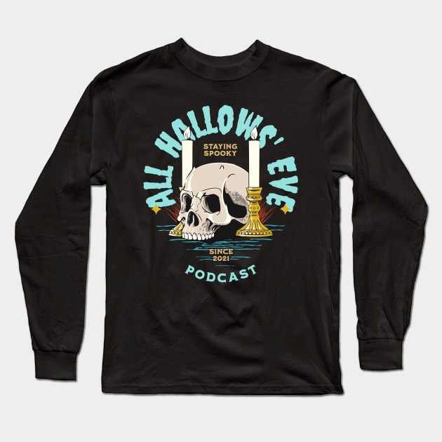 Skull and Candles Long Sleeve T-Shirt by All Hallows Eve Podcast 